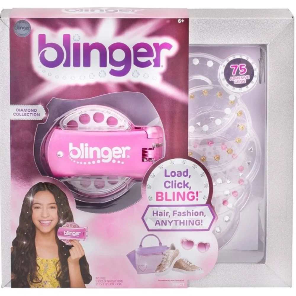 BlingerDiamond Edition Pink Glam Styling Tool + 5 Inserts with 75 Gemsto…